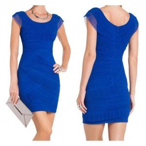 BCBGMAXAZRIA Briana Blue Pleated Cocktail Dress 2